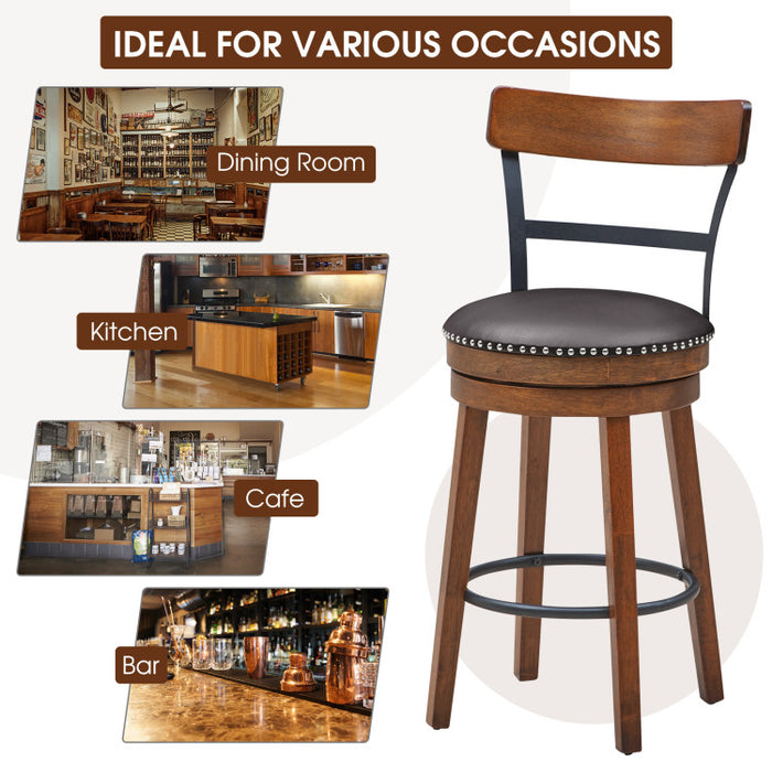 Set of 2 Swivel Counter Height Bar Stools