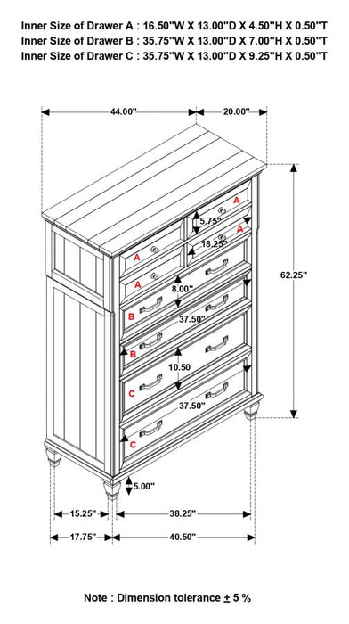 Avenue 8-drawer Rectangular Chest Grey