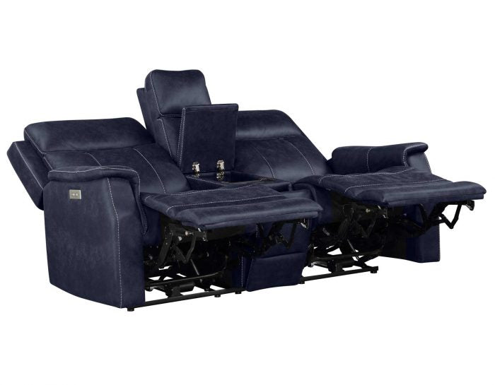 Valencia Dual-Power Leatherette Reclining Console Loveseat