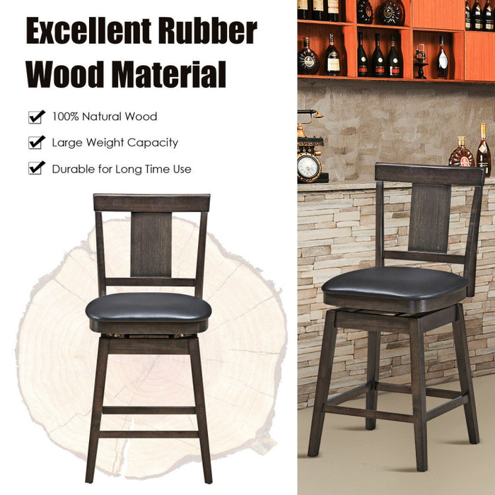 24/29 Inch 360 Degree Swivel Classic Wooden Counter Height Bar Stool