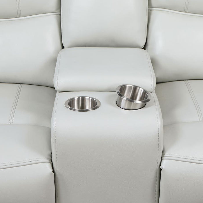 Greenfield Upholstered Power Reclining Loveseat With Console Ivory