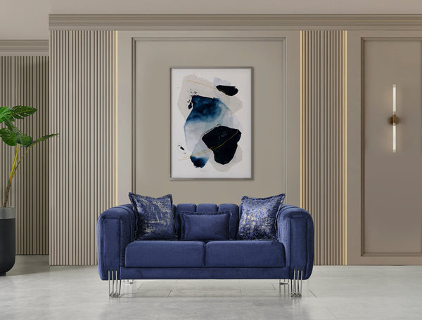 Santana Navy Velvet Loveseat