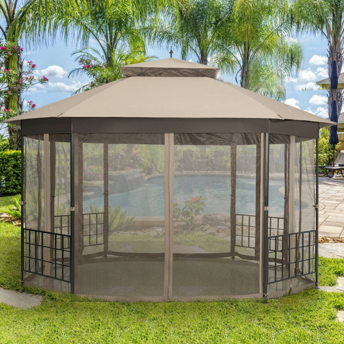 10’x 12’ Octagonal Patio Gazebo with Mosquito Net