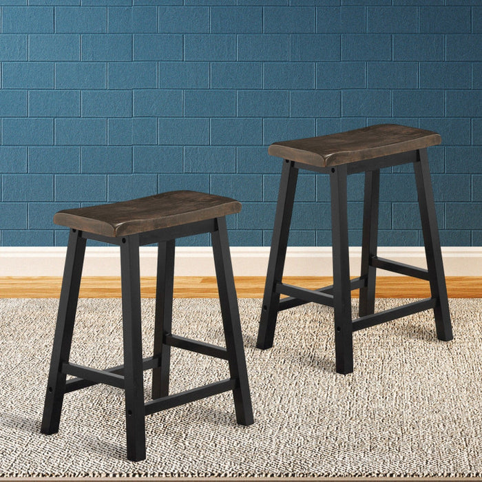 24 Inch Set of 2 Wood Counter Height Seat Stools for Kitchen Dining and Pub