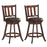 2 Pieces 360 Degree Swivel Wooden Counter Height Bar Stool Set with Cushioned Seat