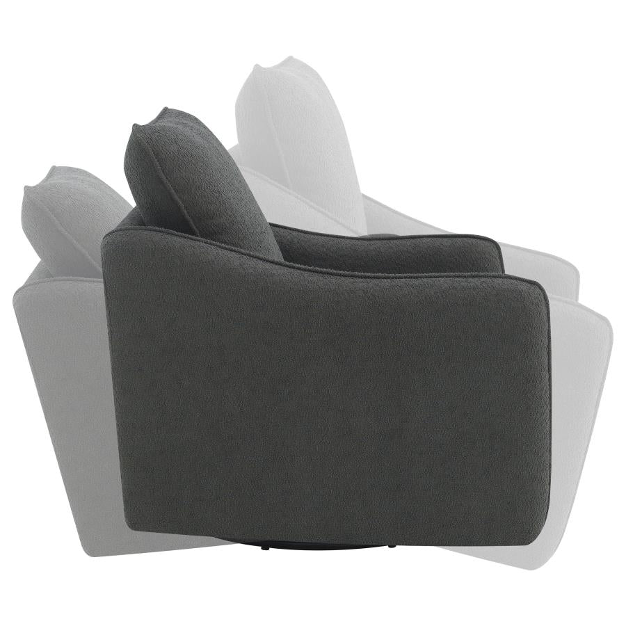 Madia Boucle Upholstered Swivel Glider Chair Charcoal Grey