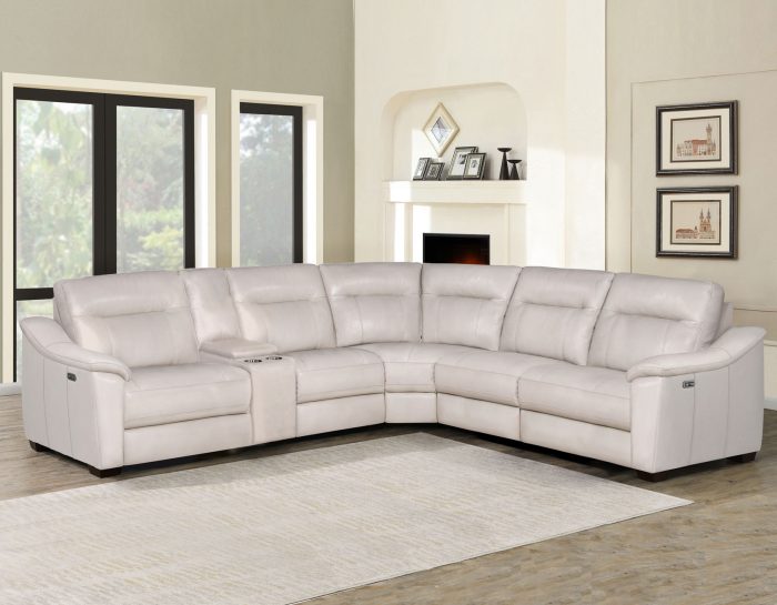 Casa 6-Piece Leather Dual-Power Reclining Sectional