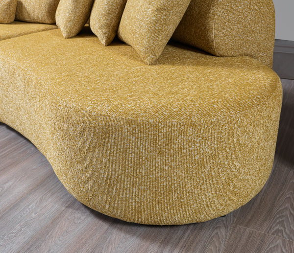 Lena Mustard Boucle 3-Piece Curved Sectional