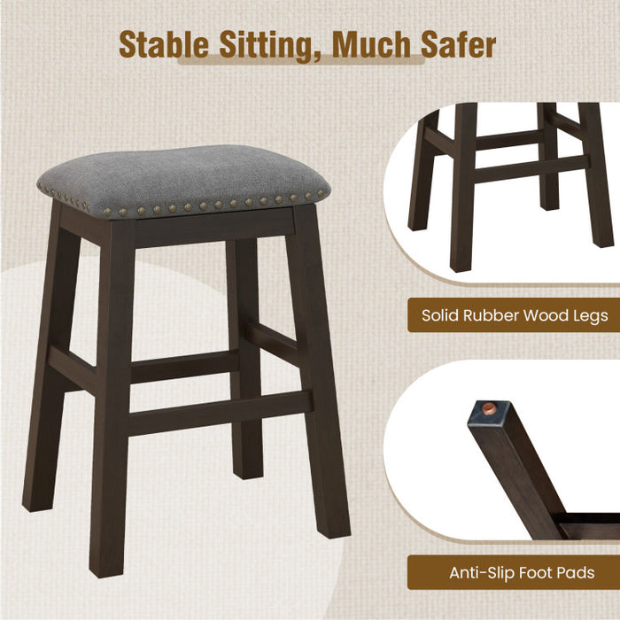 2 Piece 24.5 Inch Counter Height Bar Stool Set with Padded Seat