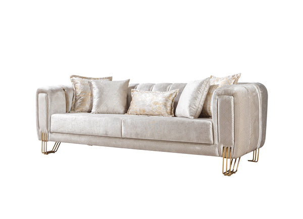 Santana Ivory Velvet Sofa & Loveseat