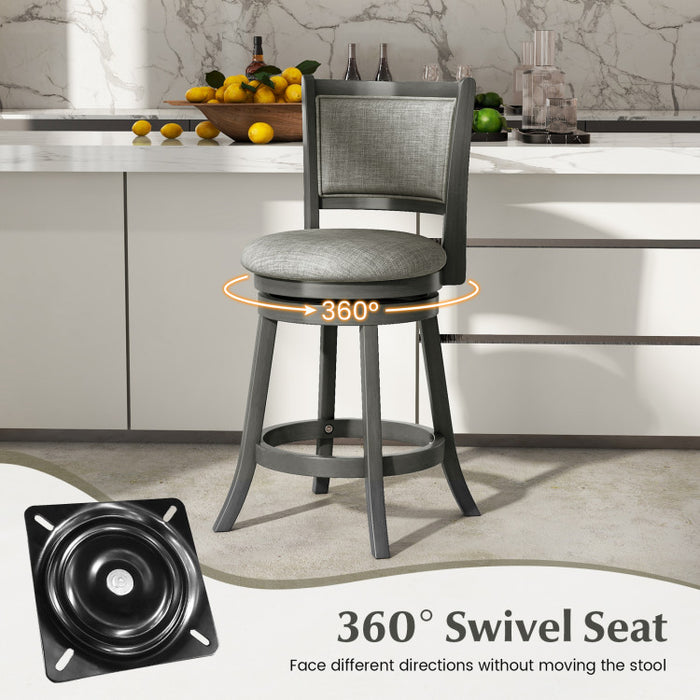 Swivel Bar Stools Set of 2 with Soft-padded Back and Seat