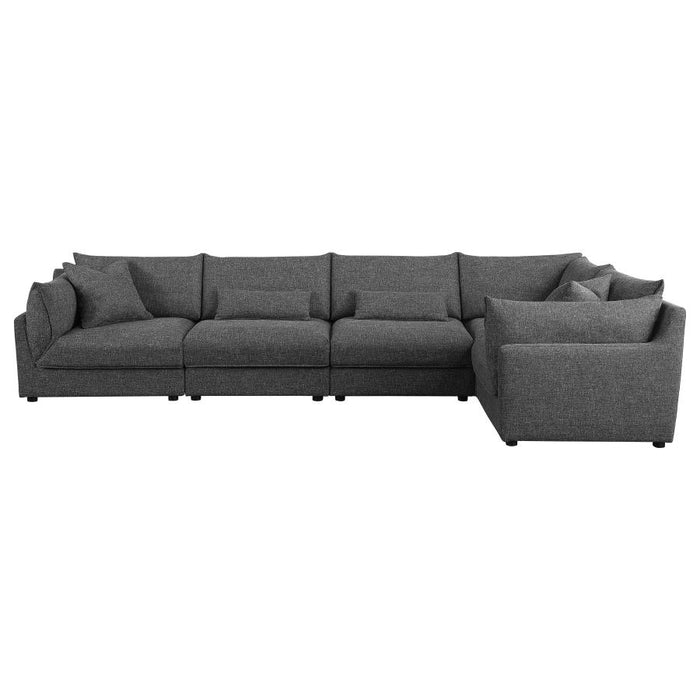 Sasha 5-piece Upholstered Modular Sectional Sofa Barely Black