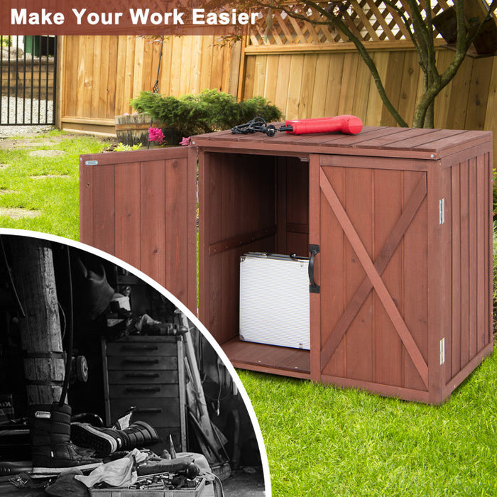 Outdoor Wooden Storage Cabinet with Double Doors