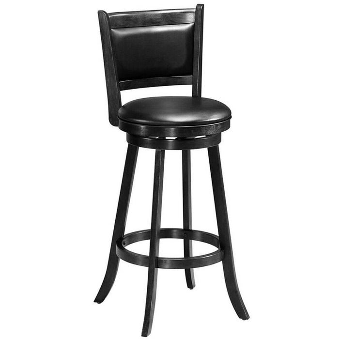 2 Pieces 29 Inch Wooden Swivel Height Bar Stool with PVC Cushioned Seat