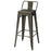 30 Inch Set of 4 Vintage Metal Bar Stool with Removable Middle Back