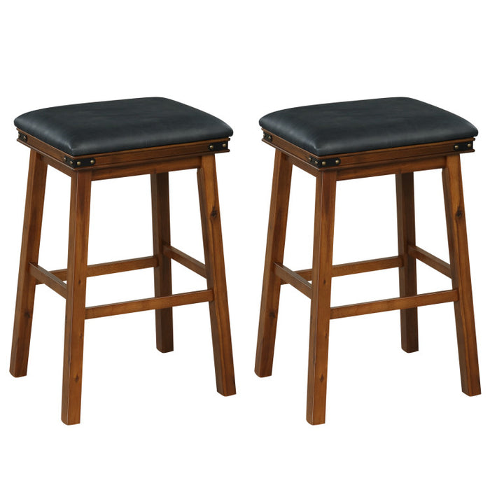 Set of 2 24/30 Inch Dining Bar Stool with Rubber Wood