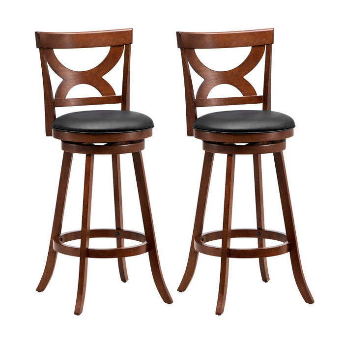 Swivel Bar Stools Set of 2 with Soft Cushion and Elegant Hollow Backrest