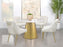 Ambrose Round Dining Table Genuine Marble with Stainless Steel White and Gold