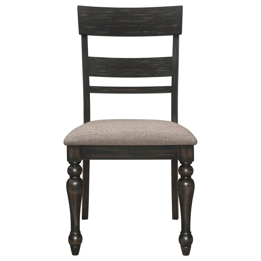Bridget 7-piece Rectangular Dining Set Brown Brushed and Charcoal Sandthrough