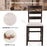 2 Piece Counter Height Bar Stool Set with Padded Seat and Rubber Wood Legs