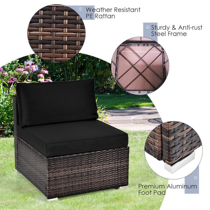 6 Pieces Patio Rattan Furniture Set with Cushions