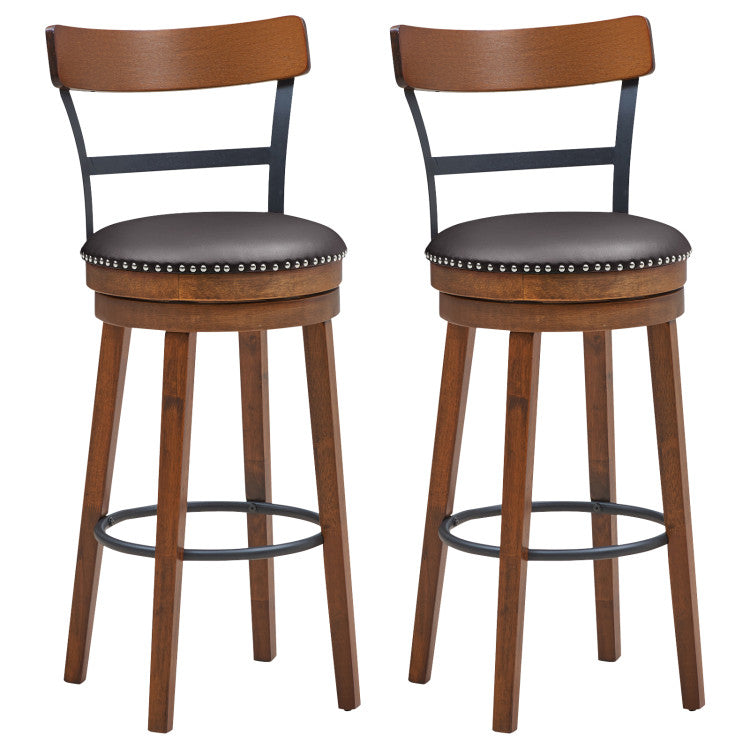 Set of 2 Swivel Counter Height Bar Stools