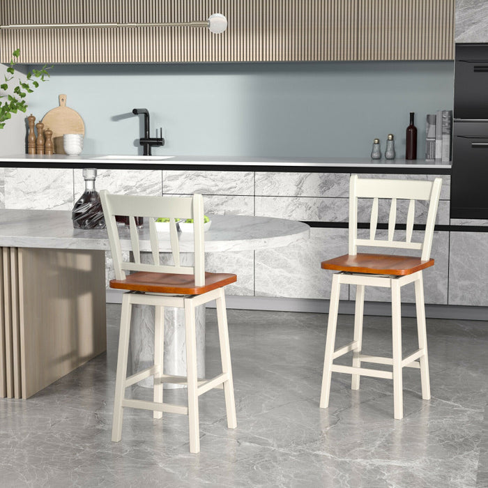 24.5 Inches Set of 2 Swivel Bar Stools with 360° Swiveling