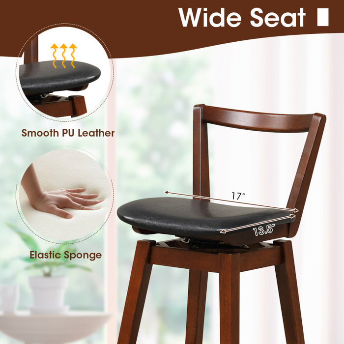 Swivel Upholstered PU Leather Stool with Backrest and Cushioned Seat