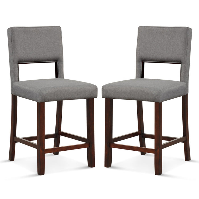 2 Piece Bar Chair Set with Hollowed Back and Rubber Wood Legs