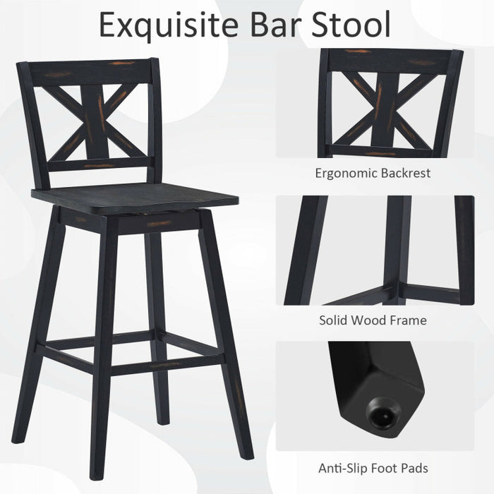 Set of 2 29 Inch 360-Degree Swivel Bar Stools for Home Restaurant