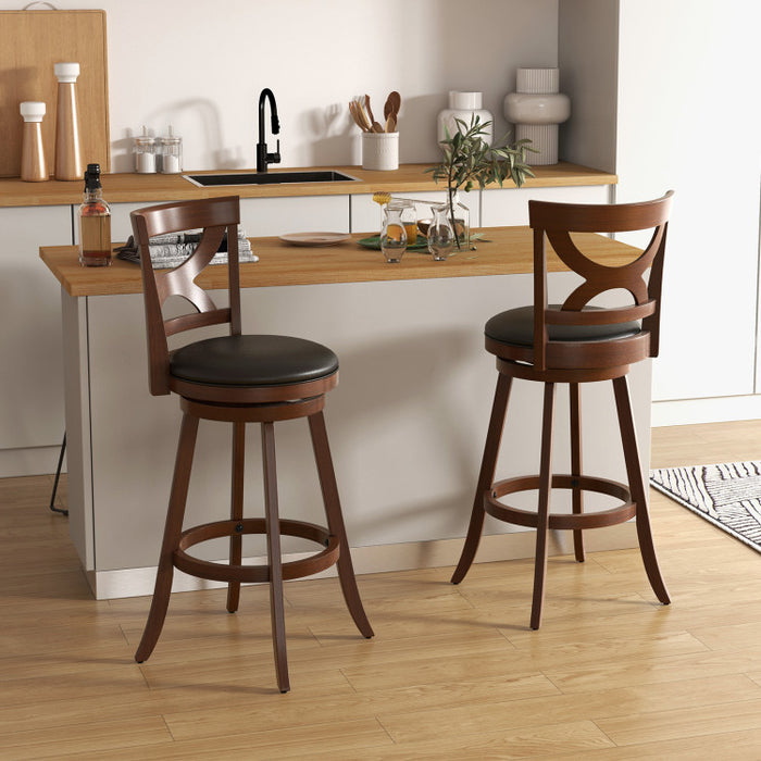 Swivel Bar Stools Set of 2 with Soft Cushion and Elegant Hollow Backrest