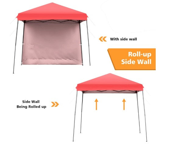 10 x 10 Feet Pop Up Tent Slant Leg Canopy with Roll-up Side Wall