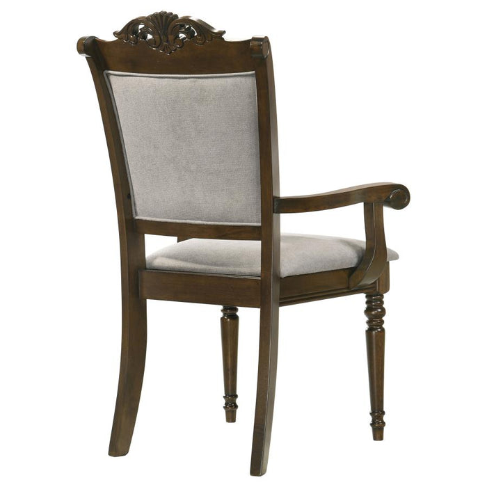 Willowbrook Upholstered Dining Armchair Grey And Chestnut (Set Of 2)