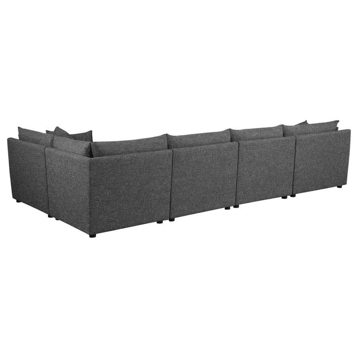 Sasha 5-piece Upholstered Modular Sectional Sofa Barely Black