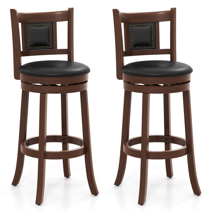 25.5 Inch/30.5 Inch Upholstered Bar Stools Set of 2 with Curved Backrest and Footrest