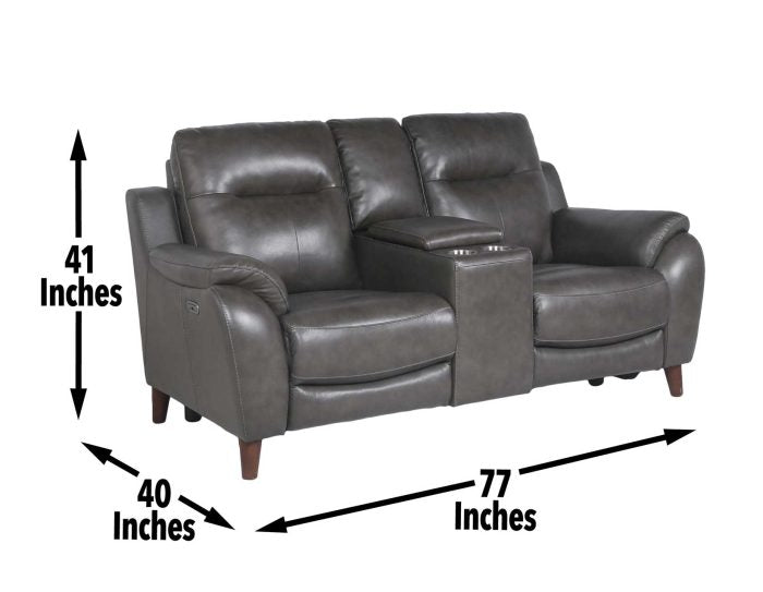 Trento Dual-Power Leather Reclining Console Loveseat