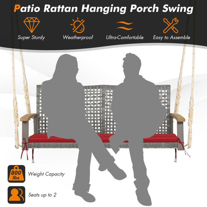 2-Person Patio Wicker Hanging Swing Chair