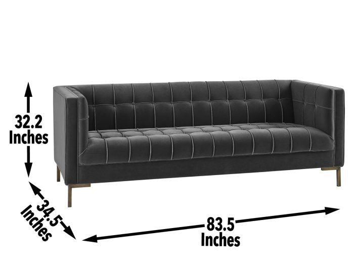 Isaac Channel Stitched Velvet Sofa