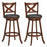 2 Pieces Classic Counter Height Swivel Bar Stool Set with X-shaped Open Back