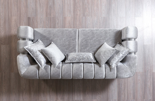 Santana Silver Velvet Sofa & Loveseat