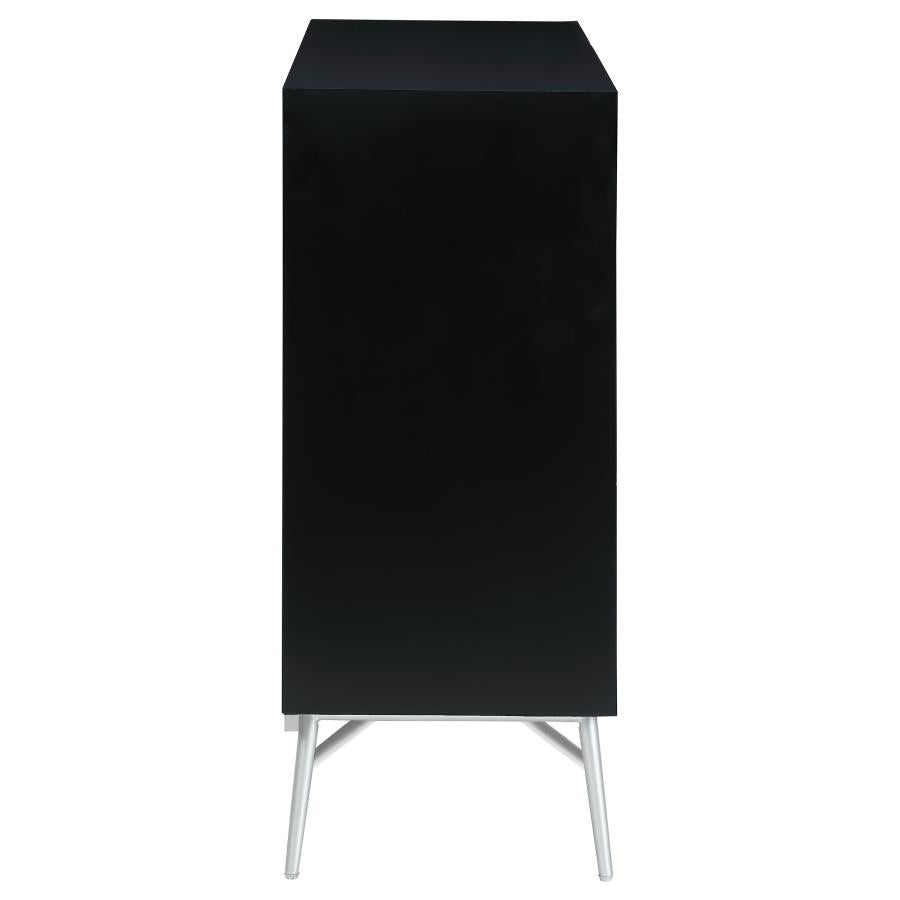 Josie Rectangular 2-Door Accent Cabinet Black And Silver