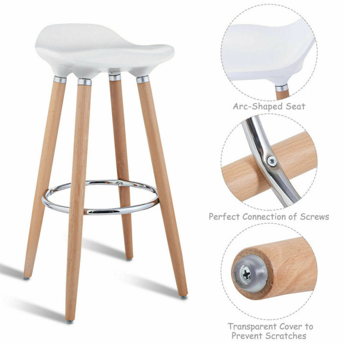 Set of 2 ABS Bar Stools with Wooden Legs