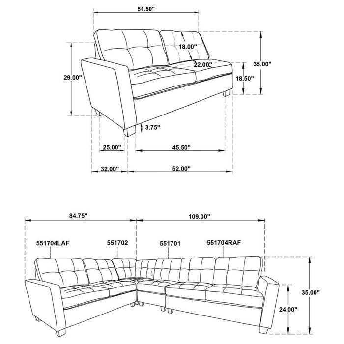 Georgina 4-Piece Upholstered Modular Sectional Sofa Steel Grey