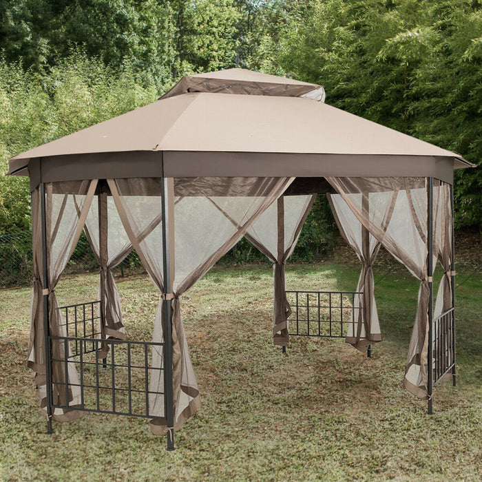 10’x 12’ Octagonal Patio Gazebo with Mosquito Net