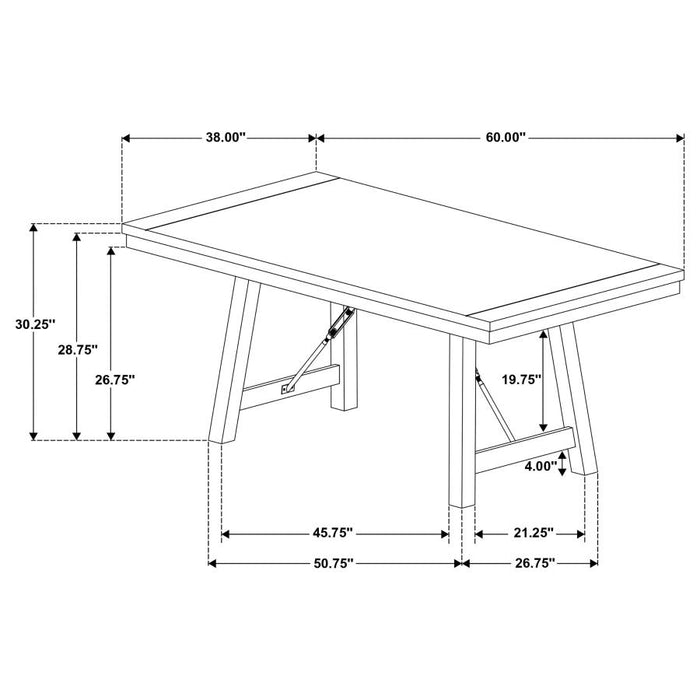 Newport 5-Piece Rectangular Trestle Table Dining Set Black