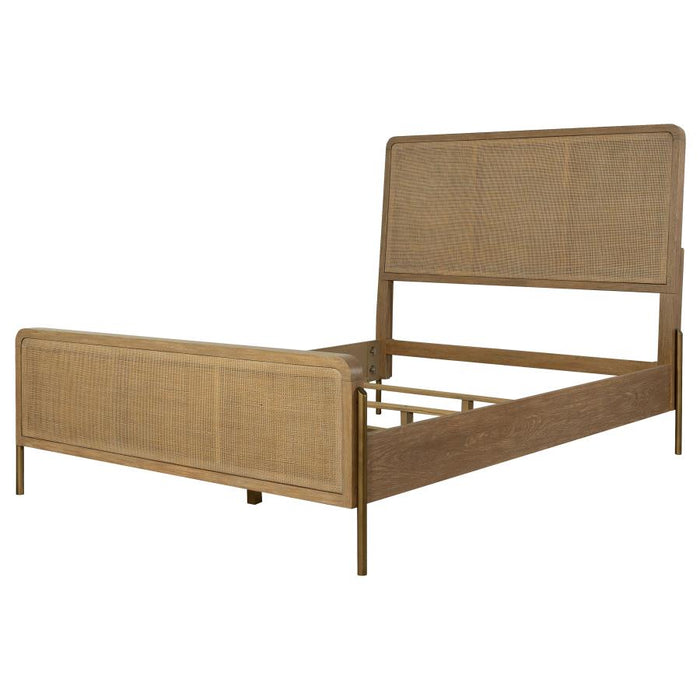 Arini Upholstered Eastern Panel Bed Sand Wash and Natural Cane