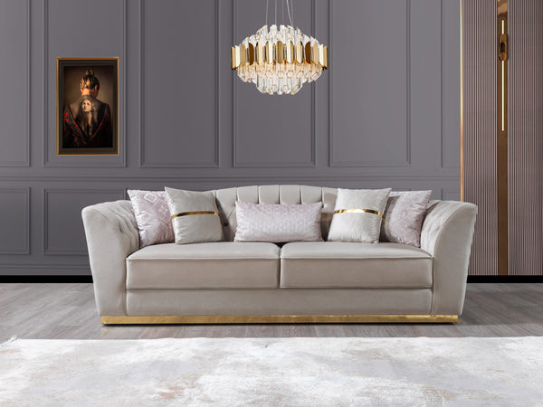 Milena Ivory Velvet Sofa & Loveseat