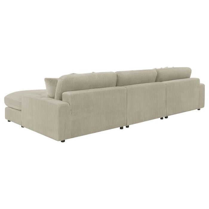 Blaine Upholstered Reversible Sectional Sofa Set With Amrless Chair Sand