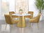 Ambrose Round Dining Table Genuine Marble with Stainless Steel White and Gold