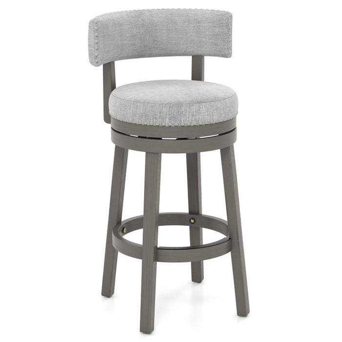 27/31 Inch Swivel Bar Stool with Upholstered Back Seat and Footrest